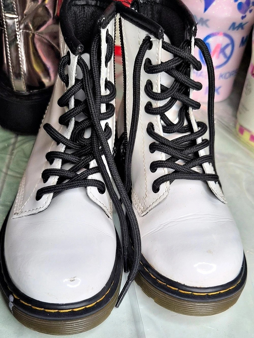Dr. Martens 1460 White Patent Combat Boots